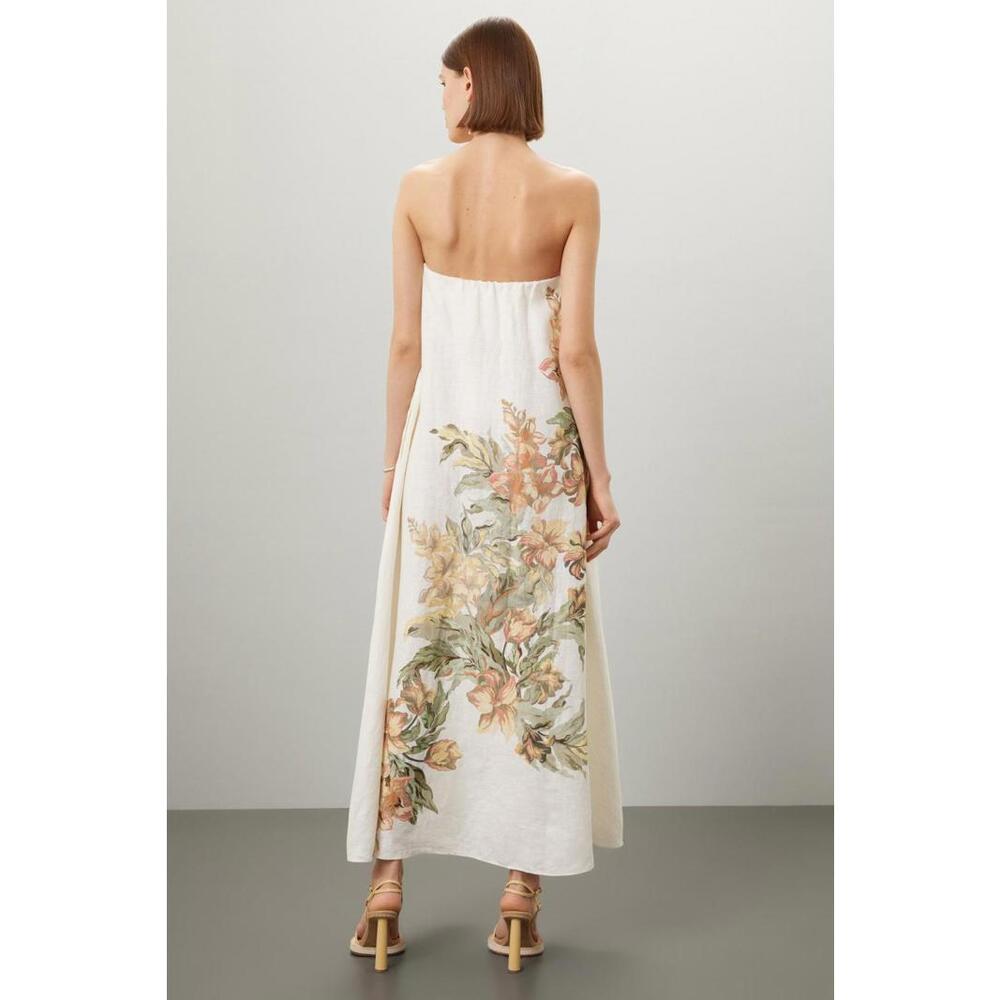 Strapless White Floral Maxi Dress - Picture 2 of 11
